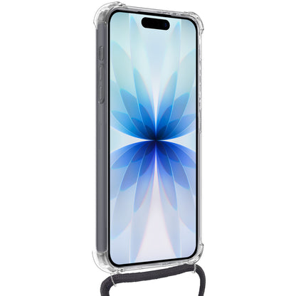 iPhone 17 Hoesje Kaarthouder met Koord Backcover Shockproof - Transparant