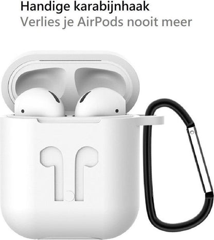 AirPods 2 Hoesje Siliconen 3-in-1 met Clip - Wit