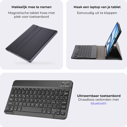 iPad Air 2024 / 2025 (11 inch) Toetsenbord Hoes met Uitneembaar toetsenbord - Zwart