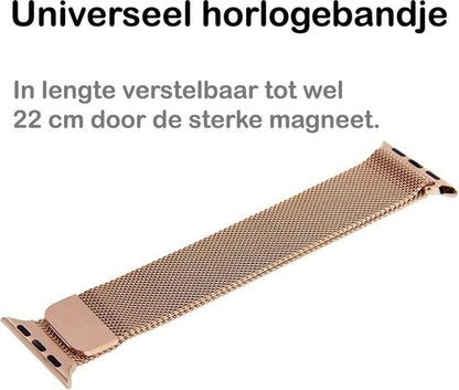 Milanese Horlogeband Geschikt voor Apple Watch 42/44 mm Bandje Milanees - Polsbandje Met Magneetsluiting Geschikt voor Apple Watch 42/44 mm Bandje Milanees - Rose Goud