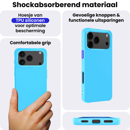 iPhone 17 Pro Max Hoesje Siliconen Backcover Lichtgewicht - Lichtblauw