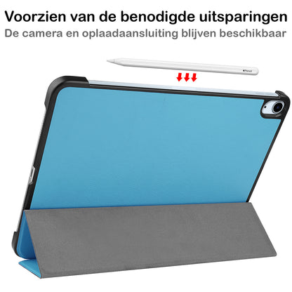 iPad Air 2022 Trifold Bookcase Hoes - Lichtblauw