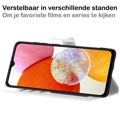 Samsung A14 Hoesje Bookcase Cover met Kaarthouder - Wit