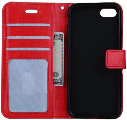 iPhone 7/8/SE 2020 Hoesje Bookcase Cover met Kaarthouder - Rood