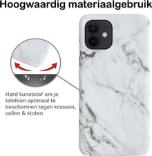 iPhone 12 Mini Hoesje Marmer Hard Case Cover - Wit