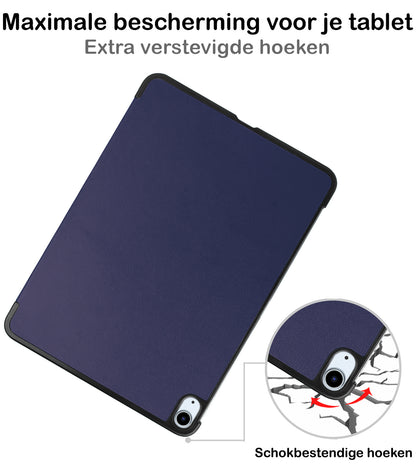 iPad Air 2022 Hoesje Book Case Met Apple Pencil Uitsparing - Donkerblauw