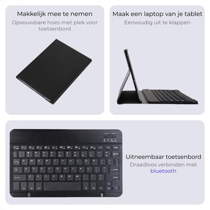 Samsung Galaxy Tab A9 Toetsenbord Hoes met Uitneembaar toetsenbord - Zwart