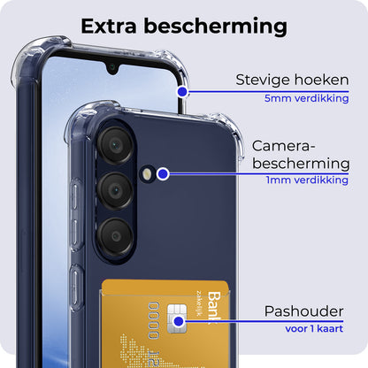 Samsung A25 Hoesje met Pasjeshouder Siliconen - Transparant