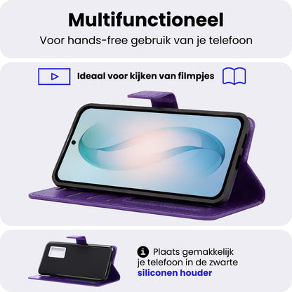 Samsung S26 Hoesje Bookcase Cover met Kaarthouder - Paars