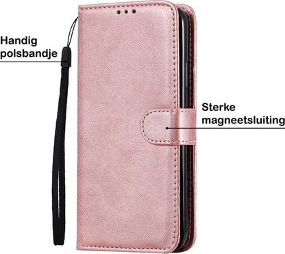 Samsung A71 Hoesje Bookcase Cover met Kaarthouder - Rosé goud