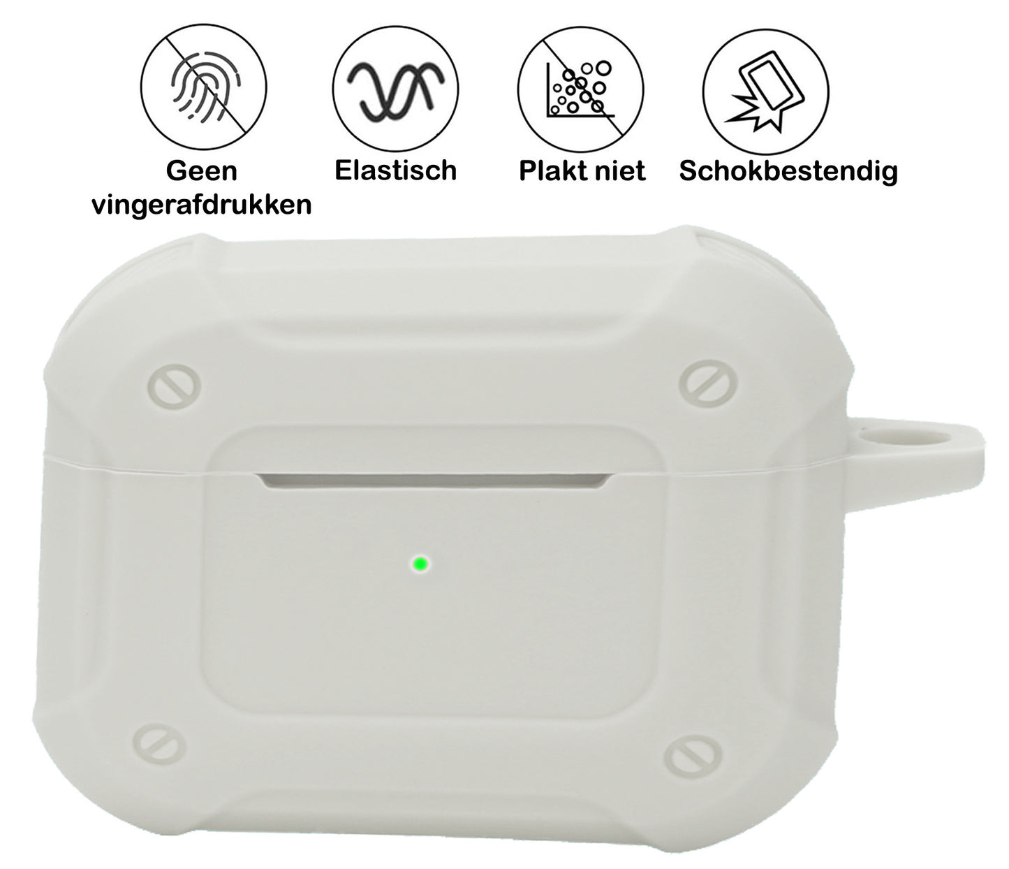 AirPods 3 Hoesje Shock Proof Case Siliconen met Clip - Wit