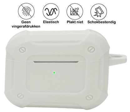 AirPods 3 Hoesje Shock Proof Case Siliconen met Clip - Wit