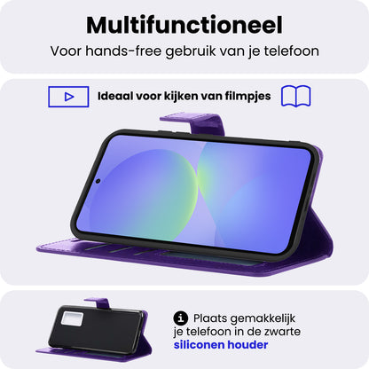 Samsung A36 Hoesje Bookcase Cover met Kaarthouder - Paars
