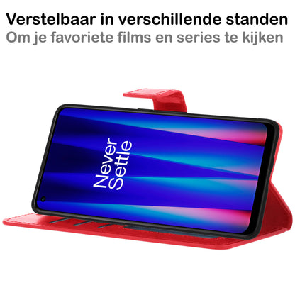 OnePlus Nord CE 2 Hoesje Bookcase Cover met Kaarthouder - Rood