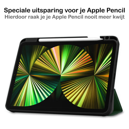 iPad Pro 2021 (12,9 inch) Hoesje Book Case Met Apple Pencil Uitsparing - Donkergroen