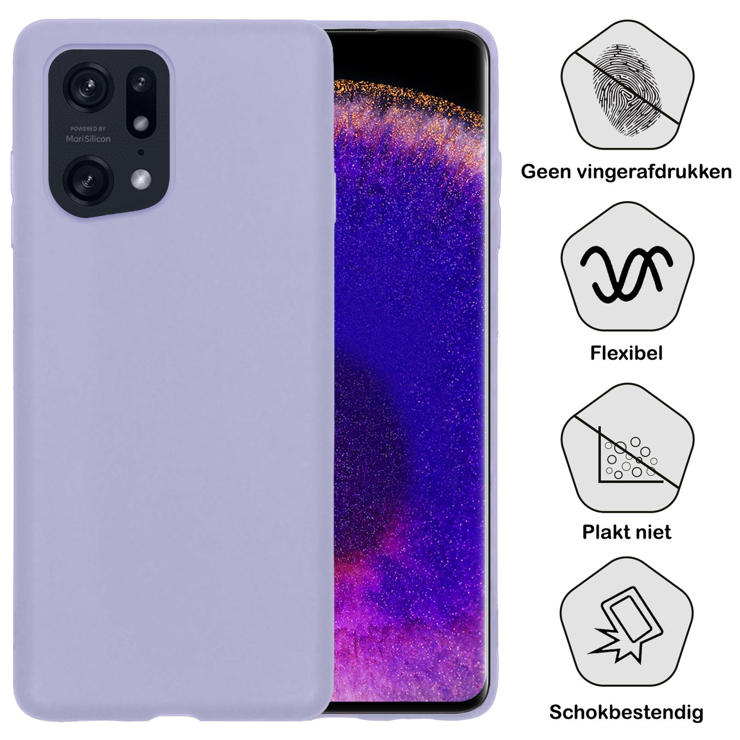 OPPO Find X5 Pro Hoesje Siliconen - Lila