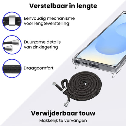 Samsung S25 Ultra Hoesje met Koord Backcover Shockproof - Transparant