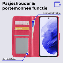 Samsung S21 Plus Hoesje Bookcase Cover Uitneembaar - Donkerroze