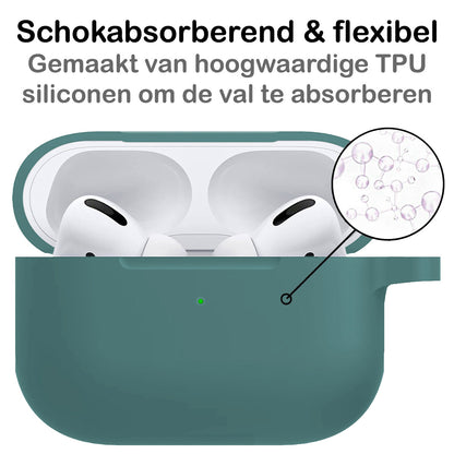 AirPods Pro 2 Hoesje Siliconen met Clip - Donkergroen