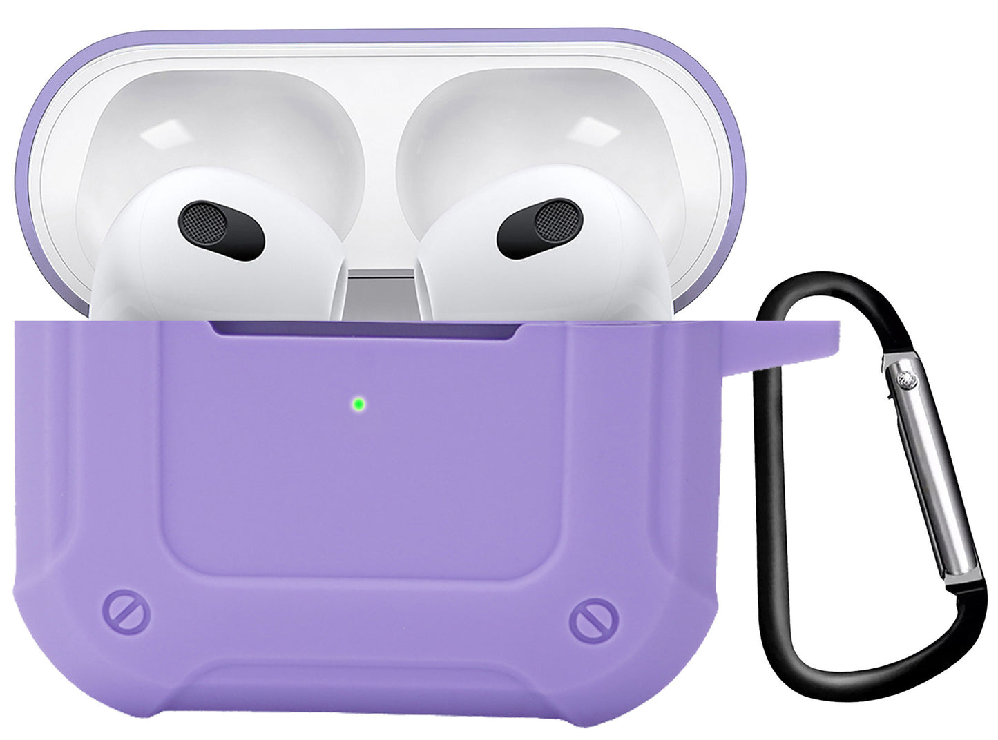 AirPods 3 Hoesje Shock Proof Case Siliconen met Clip - Lila