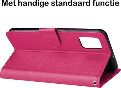 Samsung A51 Hoesje Bookcase Cover met Kaarthouder - Donkerroze