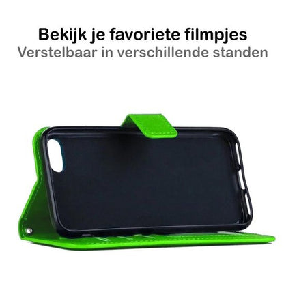 iPhone SE 2020 Hoesje Bookcase Cover met Kaarthouder - Groen