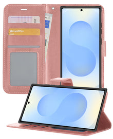 Samsung S25 Ultra Hoesje Bookcase Cover met Kaarthouder - Rosé goud