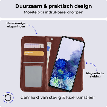 Samsung S20 Plus Hoesje Bookcase Cover Uitneembaar - Bruin
