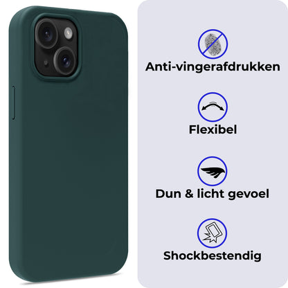 iPhone 15 Plus Hoesje Siliconen - Donkergroen