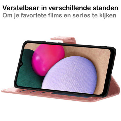 Samsung A02s Hoesje Bookcase Cover met Kaarthouder - Rosé goud