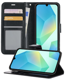 Samsung A16 Hoesje Bookcase Cover met Kaarthouder - Zwart