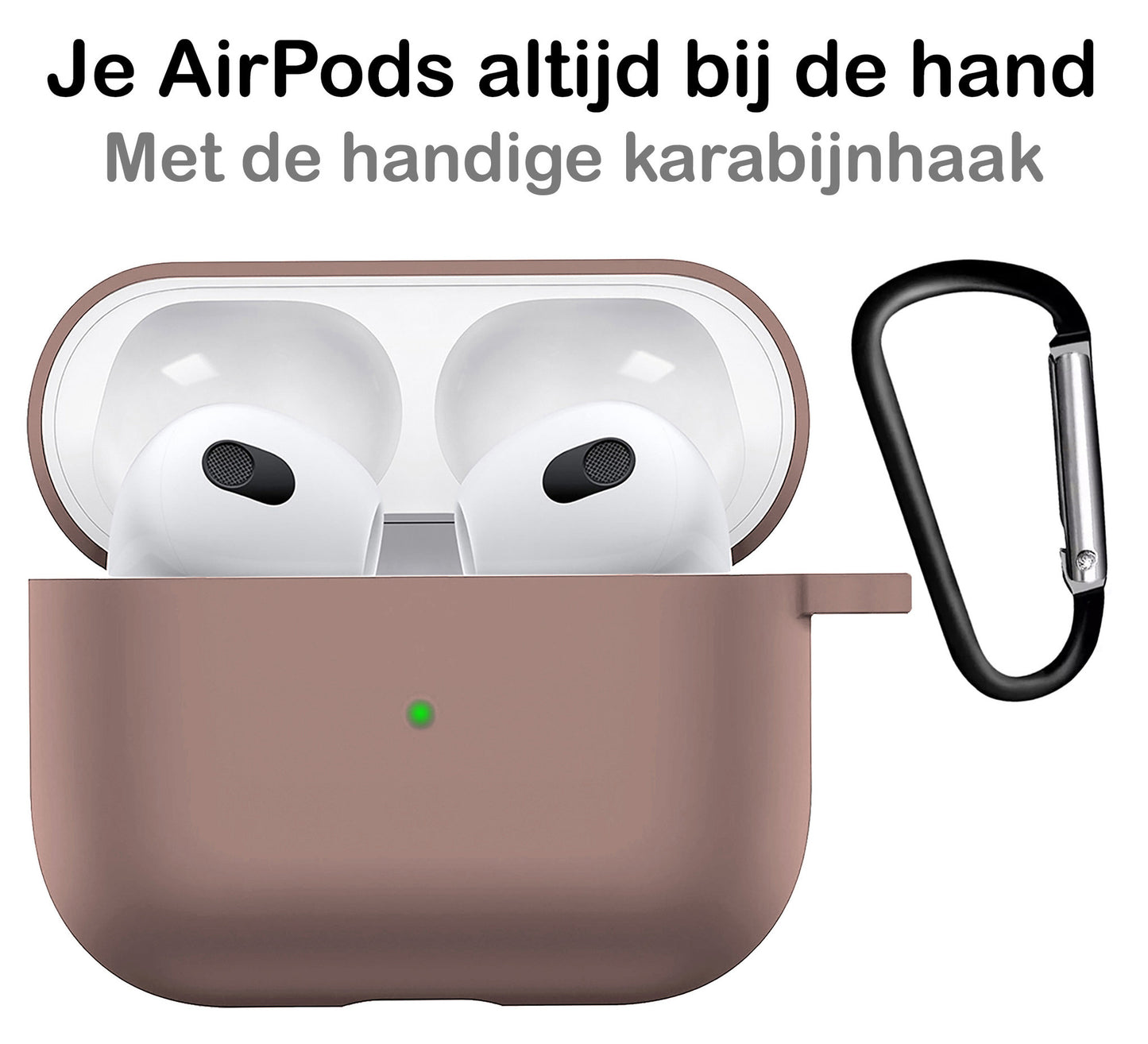 AirPods 3 Hoesje Siliconen met Clip - Beige