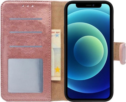 iPhone 12 Pro Max Hoesje Bookcase Cover met Kaarthouder - Rosé goud