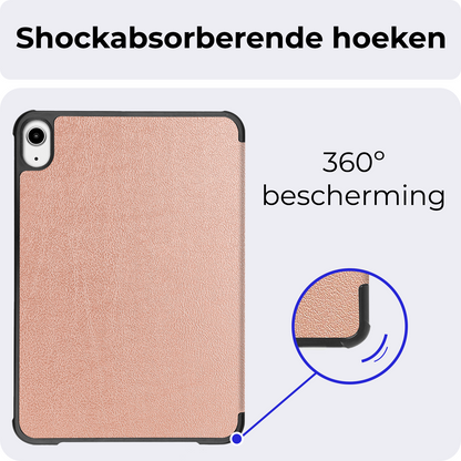 iPad Mini 7 Trifold Bookcase Hoes - Rosé goud