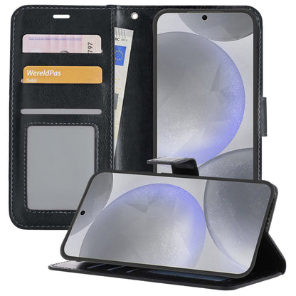 Samsung S24 Plus Hoesje Bookcase Cover met Kaarthouder - Zwart