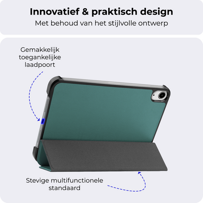 iPad Mini 7 Trifold Bookcase Hoes - Donkergroen