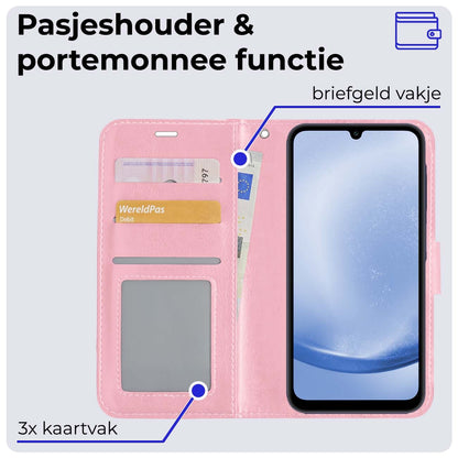 Samsung A25 Hoesje Book Case Kunstleer - Lichtroze