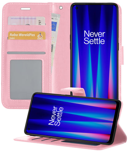 OnePlus Nord CE 2 Hoesje Bookcase Cover met Kaarthouder - Lichtroze