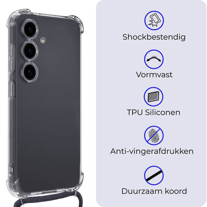 Samsung S24 Plus Hoesje met Koord Backcover Shockproof - Transparant