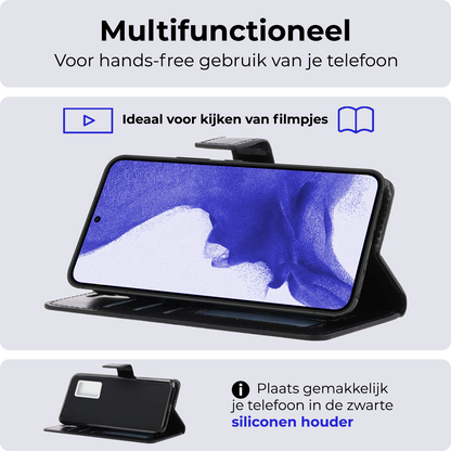 Samsung S22 Plus Hoesje Bookcase Cover Uitneembaar - Zwart