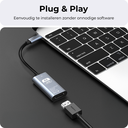 USB C naar HDMI Adapter 4K 30Hz HD Converter - USB C naar HDMI Adapter - 15cm  - Zwart