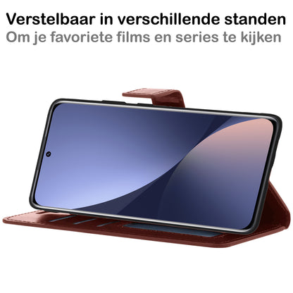Xiaomi 12 Hoesje Bookcase Cover met Kaarthouder - Bruin
