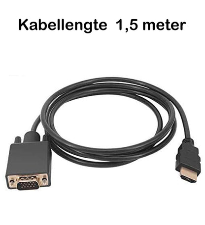 HDMI naar VGA Kabel Adapter Converter - HDMI VGA Kabel Omvormer 1080p HD - 1.8 Meter - Zwart
