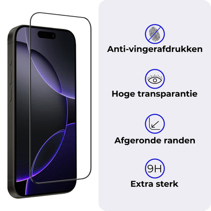 iPhone 16 Pro Screenprotector Gehard Glas - Full Screen