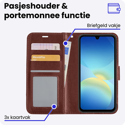 Samsung A26 Hoesje Bookcase Cover met Kaarthouder - Bruin