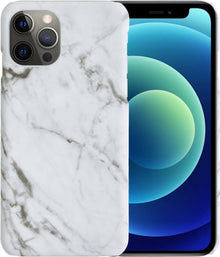 iPhone 12 Pro Hoesje Marmer Hard Case Cover - Wit