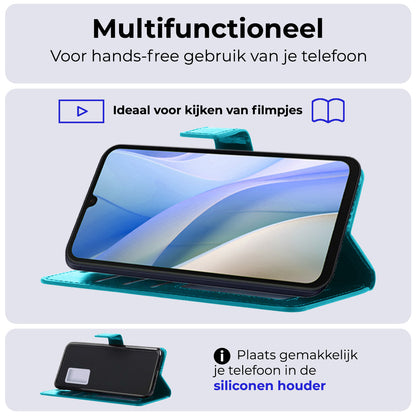 Samsung A15 Hoesje Bookcase Cover met Kaarthouder - Turquoise