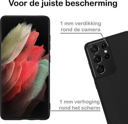 Samsung S21 Ultra Hoesje Siliconen Backcover Lichtgewicht - Zwart