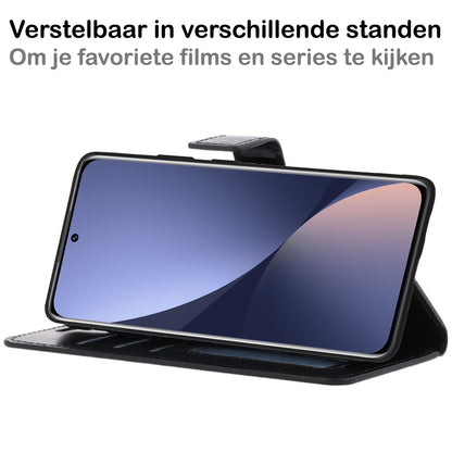 Xiaomi 12 Hoesje Bookcase Cover met Kaarthouder - Zwart