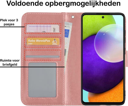 Samsung A52 5G Hoesje Bookcase Cover met Kaarthouder - Rosé goud